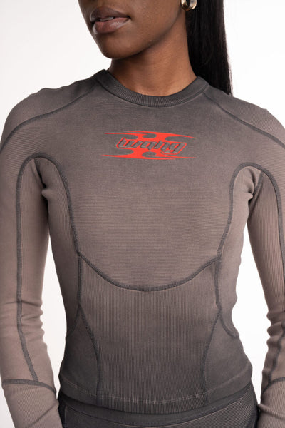 Alexander Wang Long Sleeve Top w/ Blade Logo Washed Cedar 4CC1251532 208A
